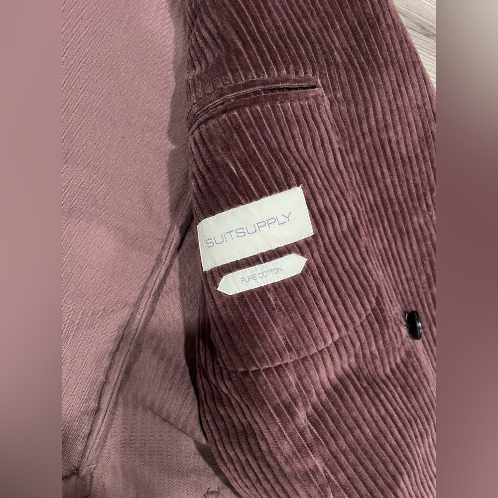 Suitsupply Double-Breasted Corduroy Sport Coat in Burgundy - Picture 8 of 11